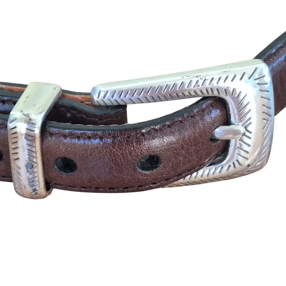 BRIGHTON Leather Calf Hair Multicolor Belt Size ML 32 Excellent Vintage Q4800